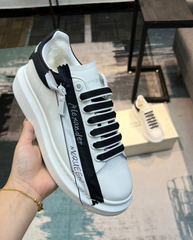 McQueen Versatile Little White Shoes Plush couple style