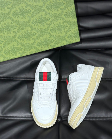 Gucci Re-Web couple style woven leather sports shoes