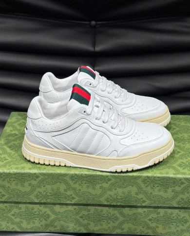 Gucci Re-Web couple style woven leather sports shoes