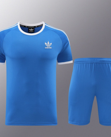 Adidas Short sleeved suit AD07 Colorful Blue Shorts Set