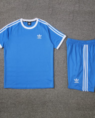 Adidas Short sleeved suit AD07 Colorful Blue Shorts Set