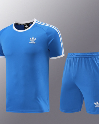 Adidas Short sleeved suit AD07 Colorful Blue Shorts Set