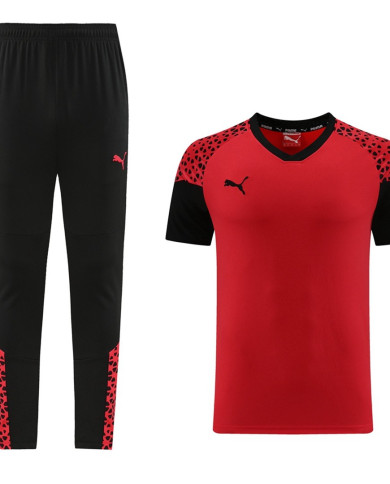 PUMA Short sleeved suit PD02 Red Pants Set