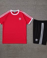 Adidas Short sleeved suit AD07 Red Shorts Set