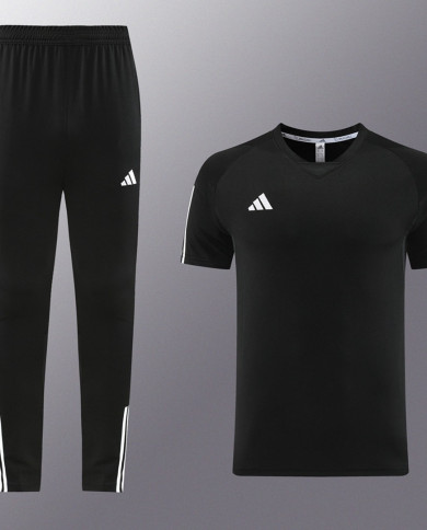 Adidas Short sleeved suit AD03 Black Pants Set