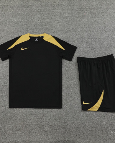 Nike Short sleeved suit ND05 Black Gold Shorts Set