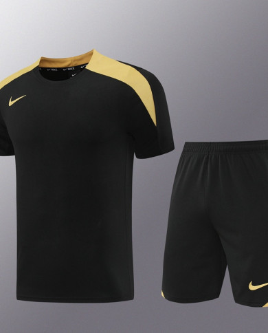 Nike Short sleeved suit ND05 Black Gold Shorts Set