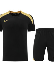 Nike Short sleeved suit ND05 Black Gold Shorts Set