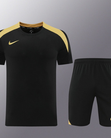 Nike Short sleeved suit ND05 Black Gold Shorts Set
