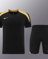 Nike Short sleeved suit ND05 Black Gold Shorts Set
