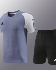 Adidas Short sleeved suit AD03 Grey Shorts Set