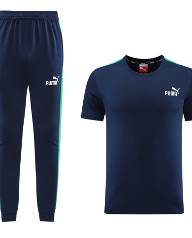 PUMA Short sleeved suit PD01 Blue Pants Set