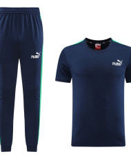 PUMA Short sleeved suit PD01 Blue Pants Set