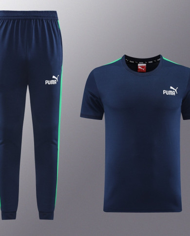 PUMA Short sleeved suit PD01 Blue Pants Set