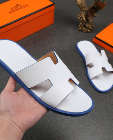 HERMES Men's leather slippers