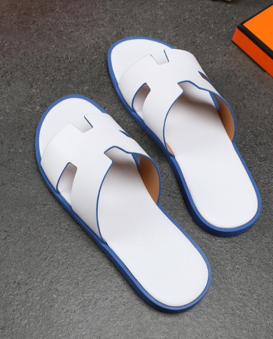 HERMES Men's leather slippers