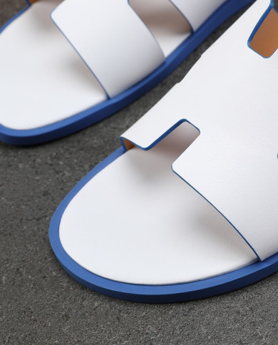 HERMES Men's leather slippers