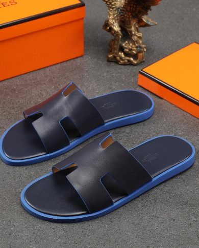 HERMES Men's leather slippers