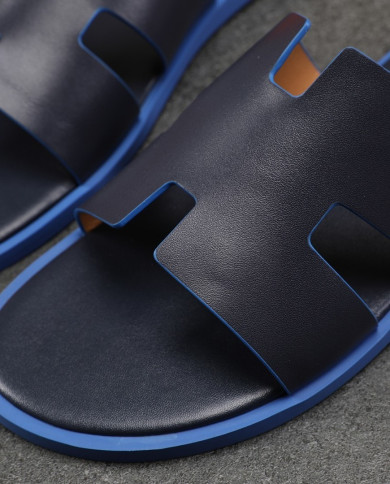 HERMES Men's leather slippers