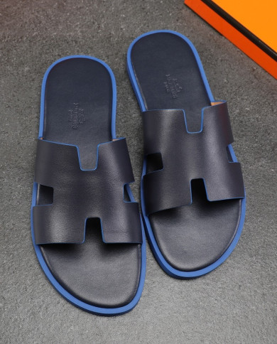 HERMES Men's leather slippers