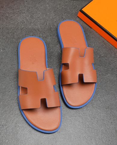 HERMES Men's leather slippers