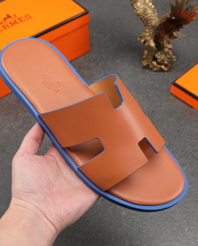 HERMES Men's leather slippers