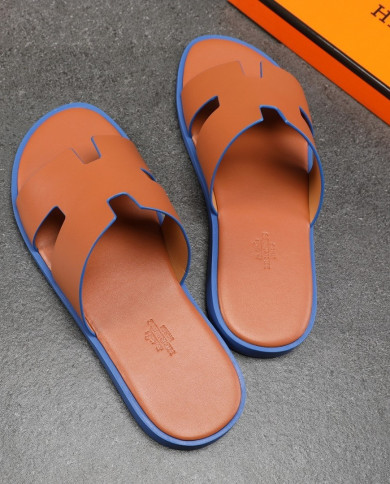 HERMES Men's leather slippers