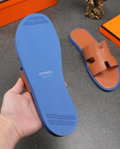 HERMES Men's leather slippers