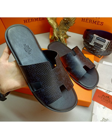 HERMES  Men's leather slippers