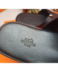 HERMES  Men's leather slippers
