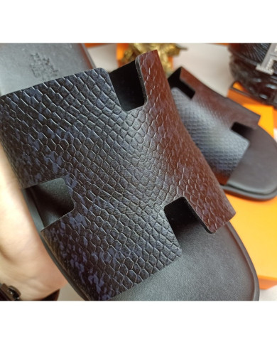 HERMES  Men's leather slippers