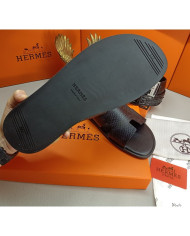 HERMES  Men's leather slippers