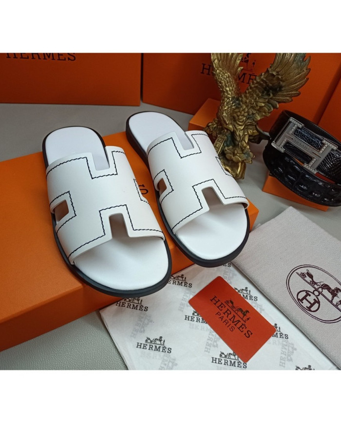 HERMES Men's leather slippers
