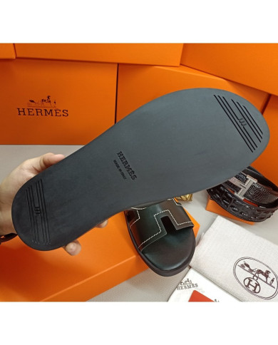 HERMES Men's leather slippers