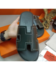 HERMES Men's leather slippers