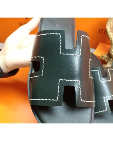 HERMES Men's leather slippers