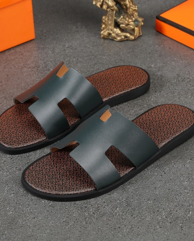 HERMES  Men's leather slippers