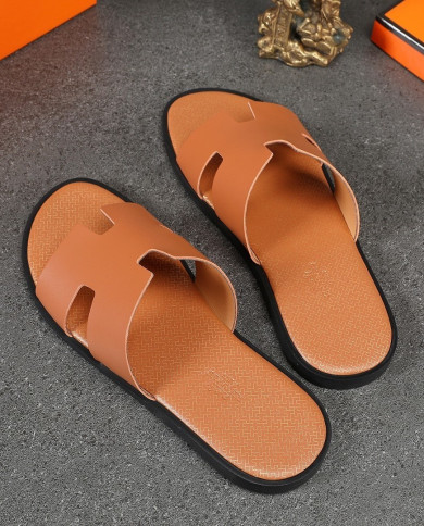HERMES  Men's leather slippers