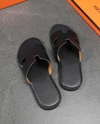 HERMES  Men's leather slippers