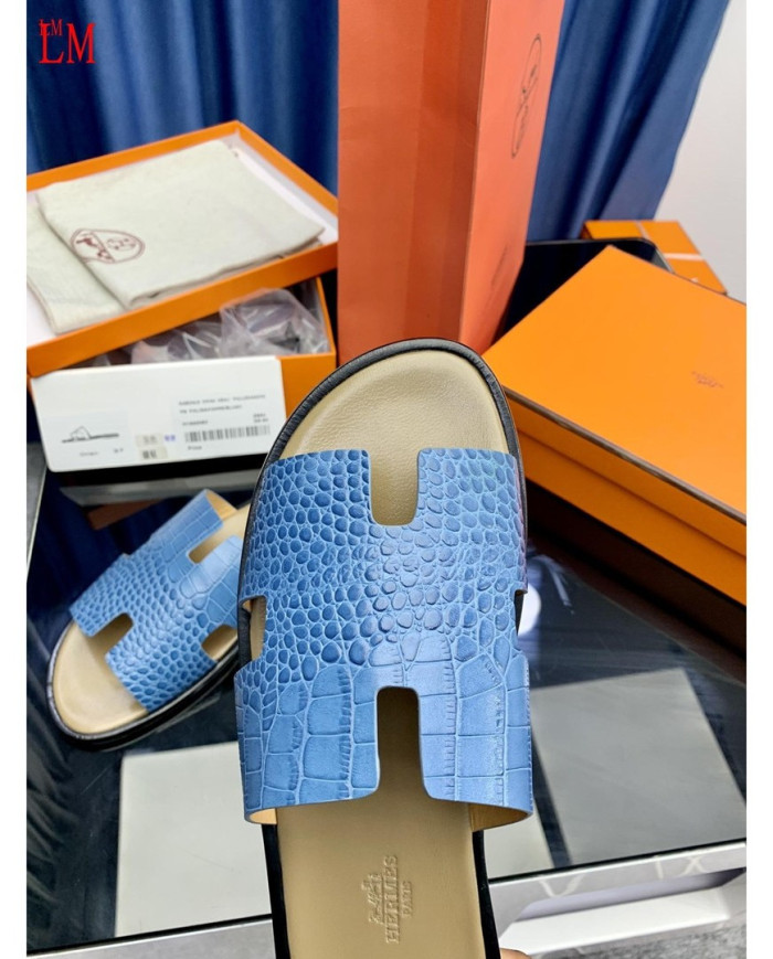 HERMES  Men's leather slippers