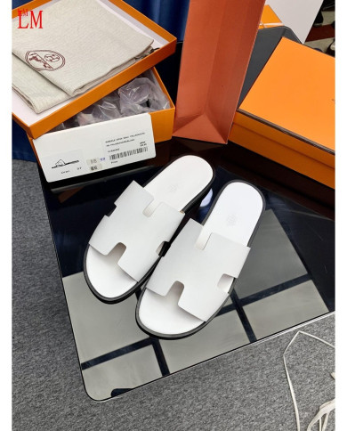 HERMES  Men's leather slippers