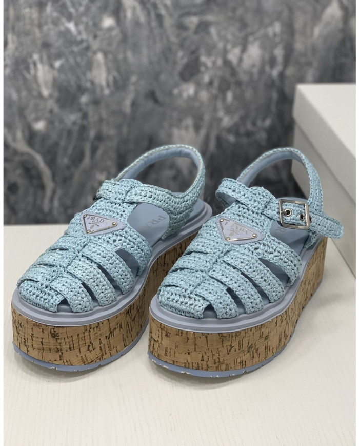 Prada  Women's Roman wooden platform sandals