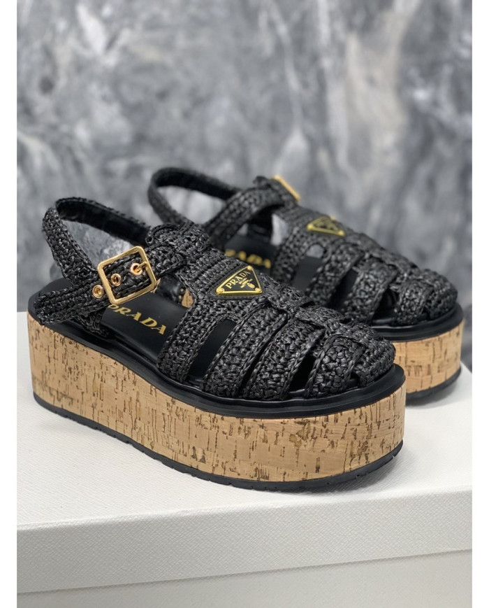Prada  Women's Roman wooden platform sandals
