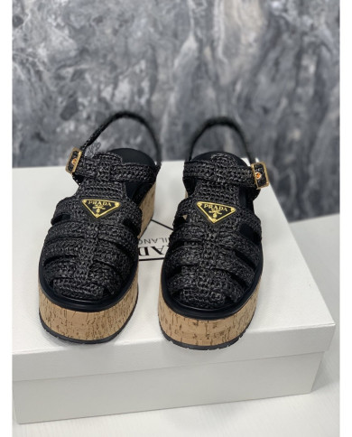 Prada  Women's Roman wooden platform sandals