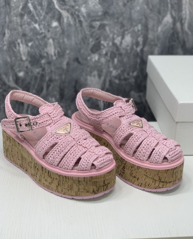 Prada  Women's Roman wooden platform sandals