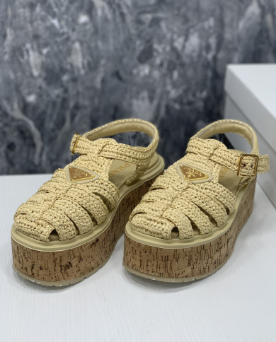 Prada  Women's Roman wooden platform sandals