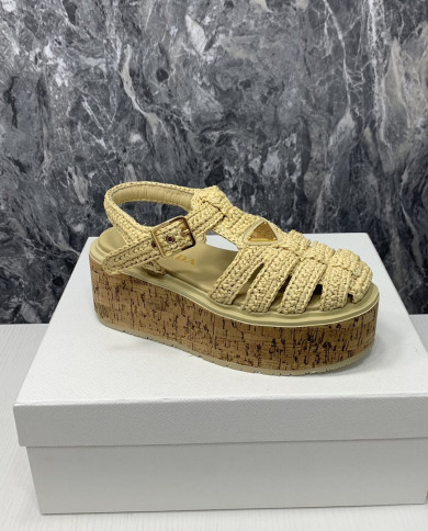 Prada  Women's Roman wooden platform sandals