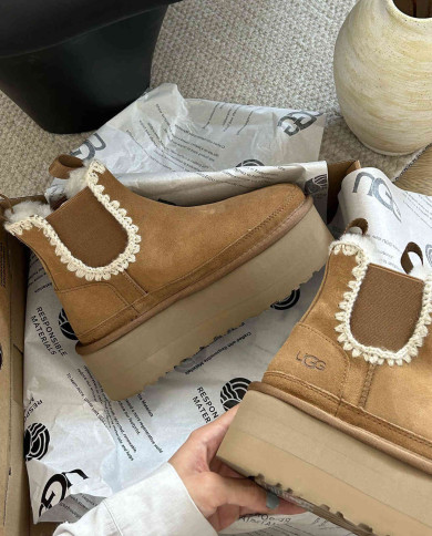 Winter Shearling Mid-Calf Warm Boots for Women