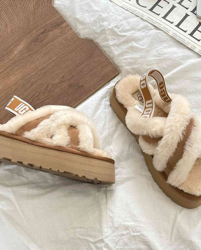 UGG Women’s Shearling Slippers Outdoor Warm Platform Slides
