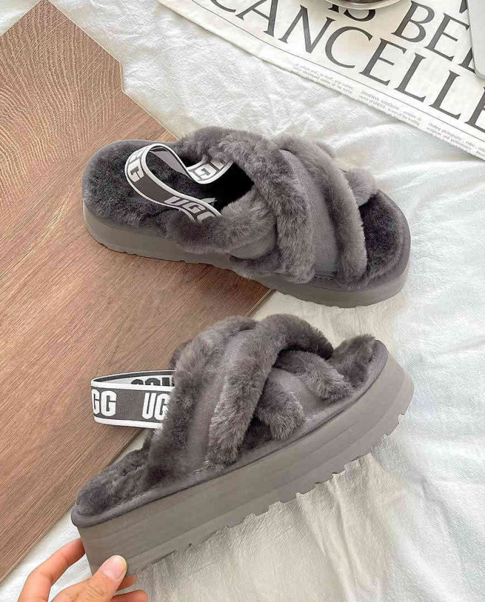 UGG Women’s Shearling Slippers Outdoor Warm Platform Slides